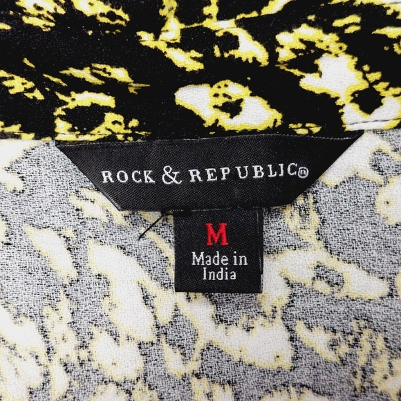 Rock & Republic Animal Cheetah Leopard Print Roll Tab Sleeves Button Down P6199 - Picture 5 of 8